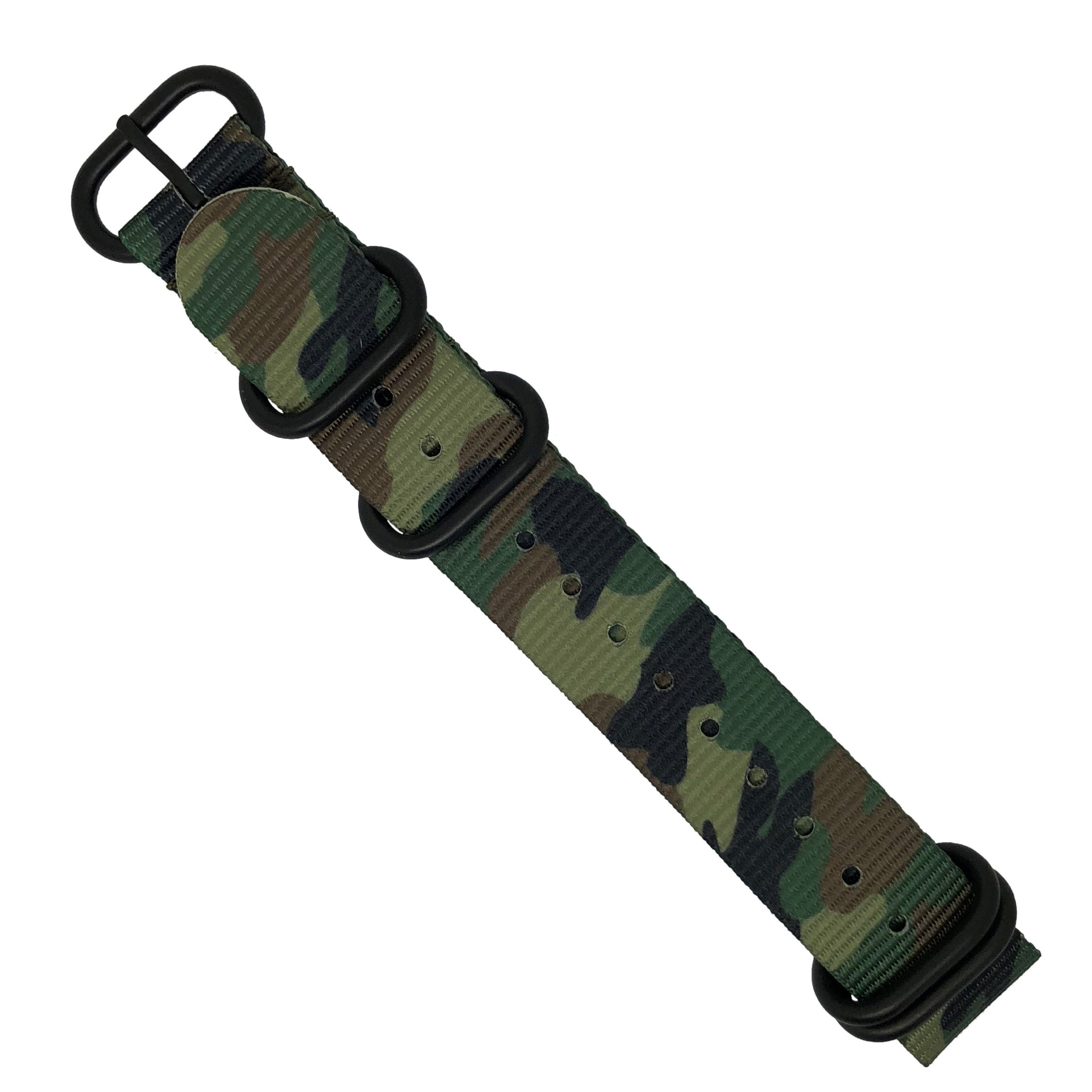 Heavy Duty Zulu Strap in Green Camo - Nomad Watch Works MY