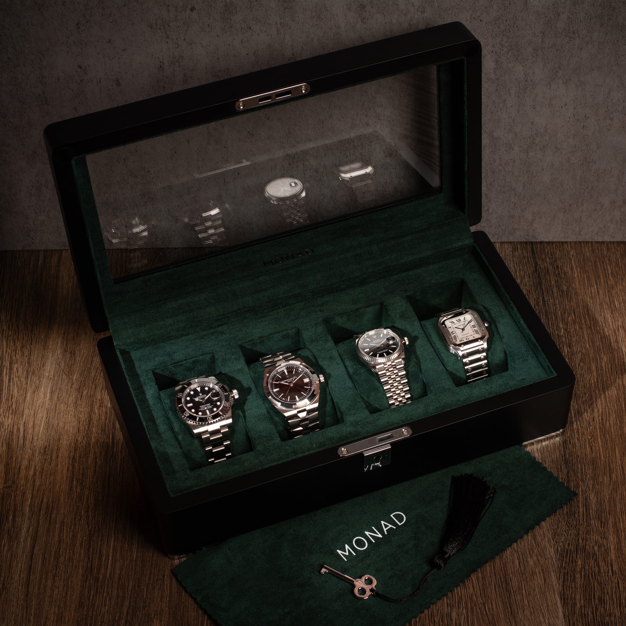Monad Legacy Black Watch Box in Green (4 Slots) - Nomad Watch Works MY