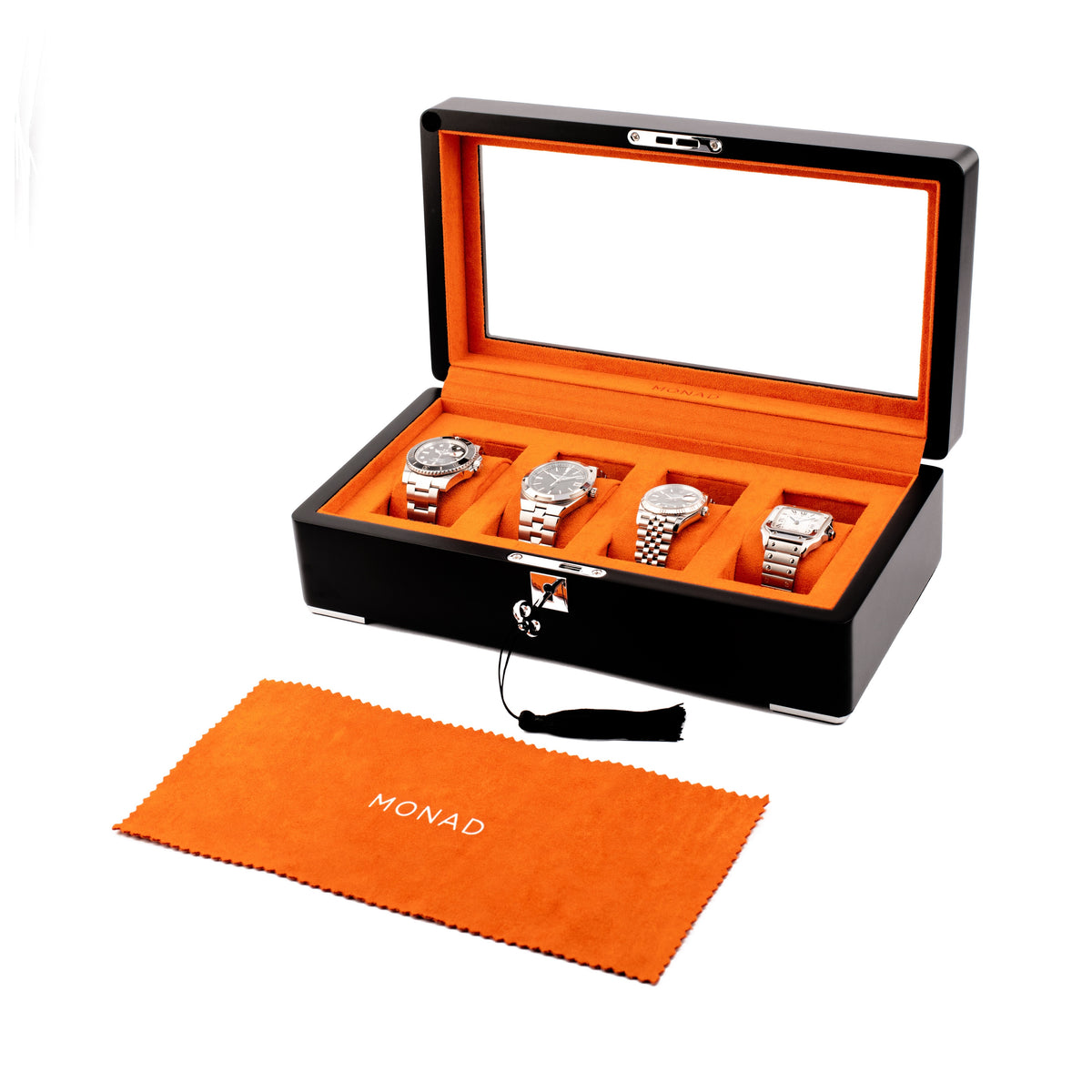 Monad Legacy Black Watch Box in Orange (4 Slots) - Nomad Watch Works MY