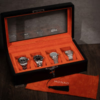 Monad Legacy Black Watch Box in Orange (4 Slots) - Nomad Watch Works MY