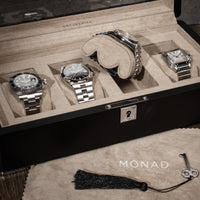 Monad Legacy Black Watch Box in Sand (4 Slots) - Nomad Watch Works MY