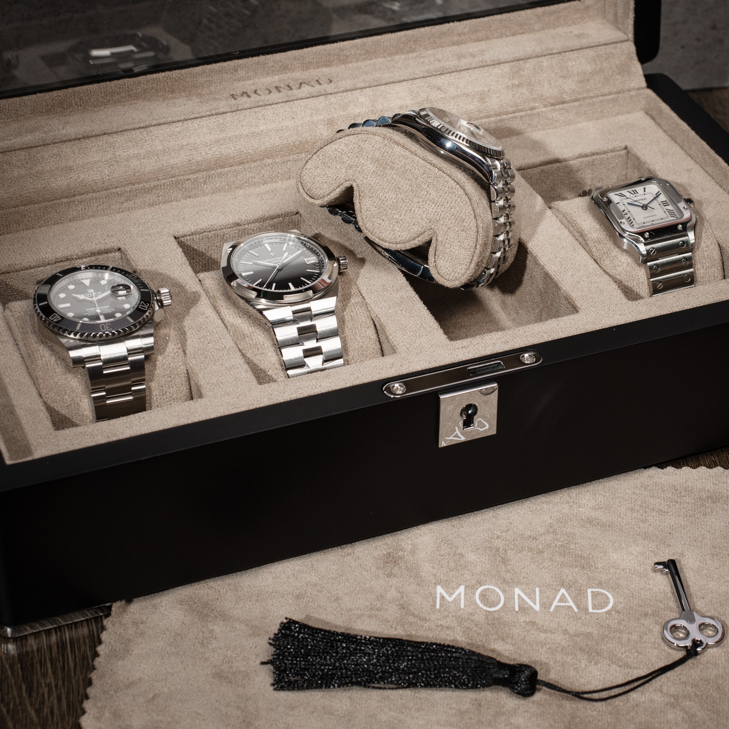 Monad Legacy Black Watch Box in Sand (4 Slots) - Nomad Watch Works MY