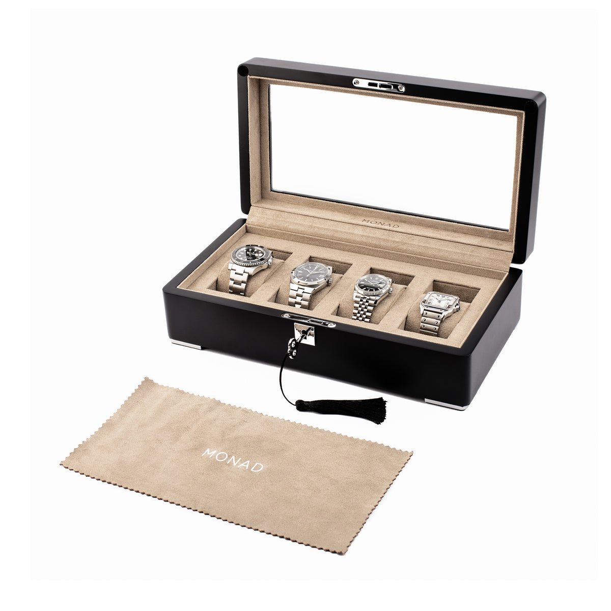 Monad Legacy Black Watch Box in Sand (4 Slots) - Nomad Watch Works MY
