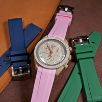Curved End Rubber Strap for Omega x Swatch Moonswatch in Pink (20mm) - Nomad Watch Works MY