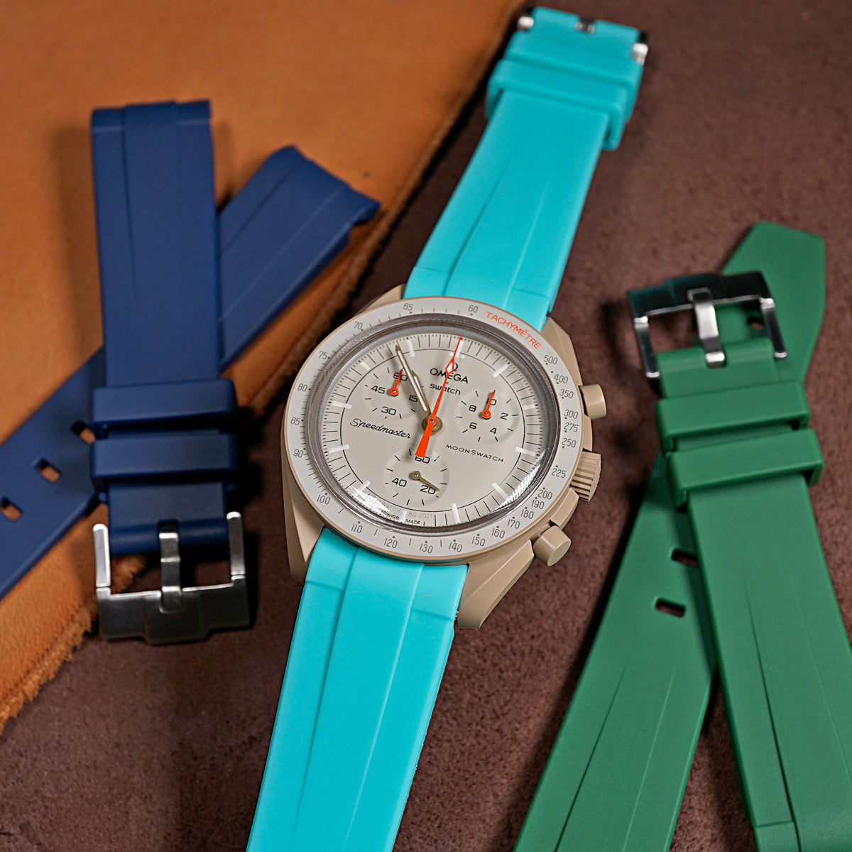 Curved End Rubber Strap for Omega x Swatch Moonswatch in Tiffany (20mm) - Nomad Watch Works MY