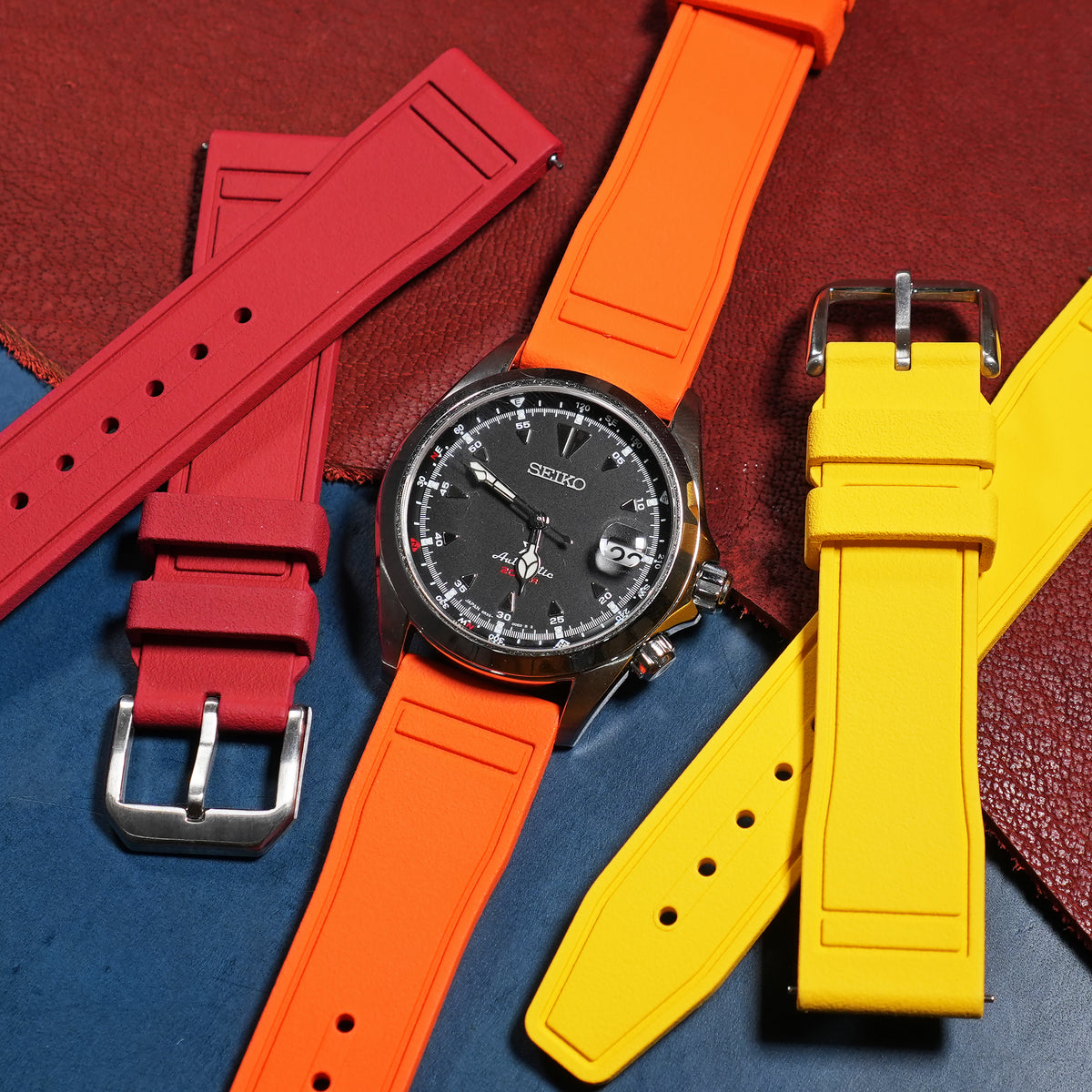 Pilot FKM Rubber Strap in Orange - Nomad Watch Works MY