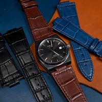 Genuine Croc Pattern Leather Watch Strap in Brown (Tissot PRX 40/Chrono) - Nomad Watch Works MY