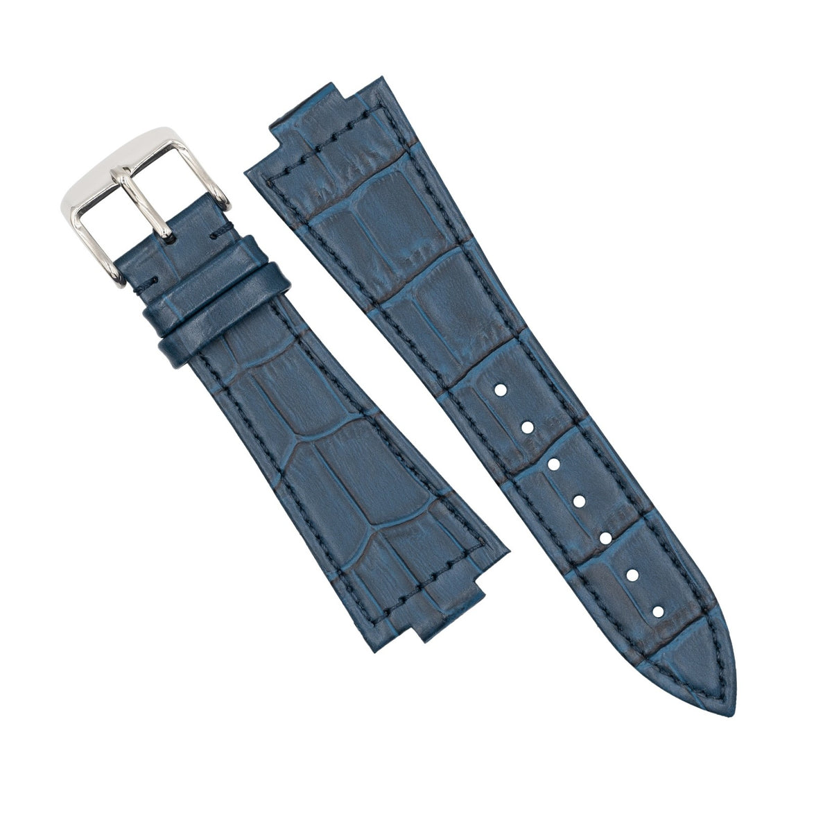 Genuine Croc Pattern Leather Watch Strap in Navy (Tissot PRX 40/Chrono) - Nomad Watch Works MY