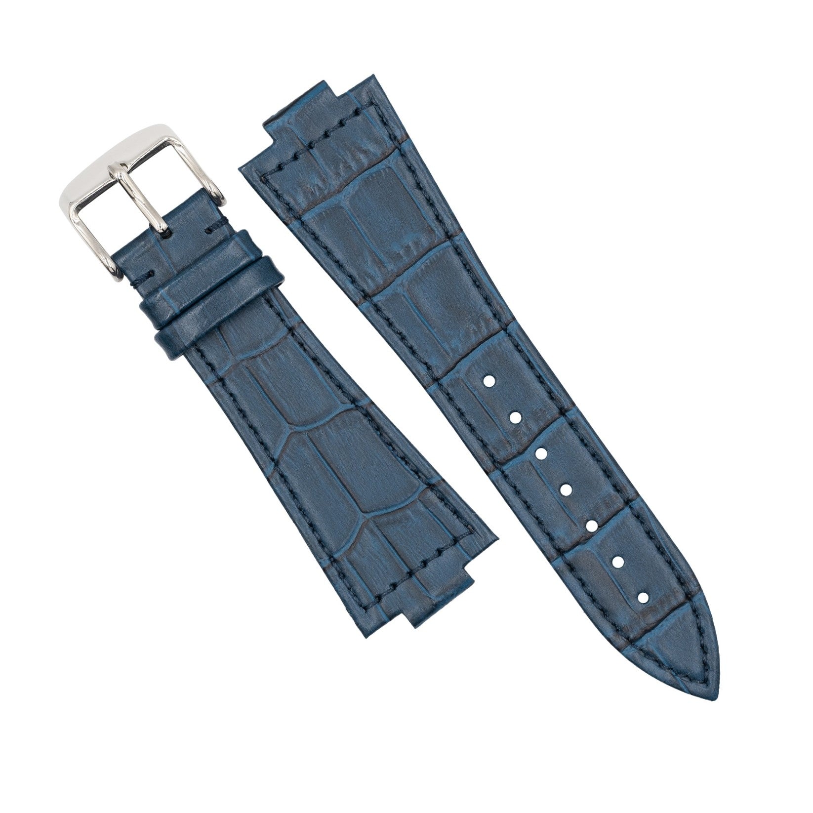 Genuine Croc Pattern Leather Watch Strap in Navy (Tissot PRX 40/Chrono) - Nomad Watch Works MY