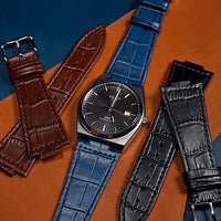 Genuine Croc Pattern Leather Watch Strap in Navy (Tissot PRX 40/Chrono) - Nomad Watch Works MY