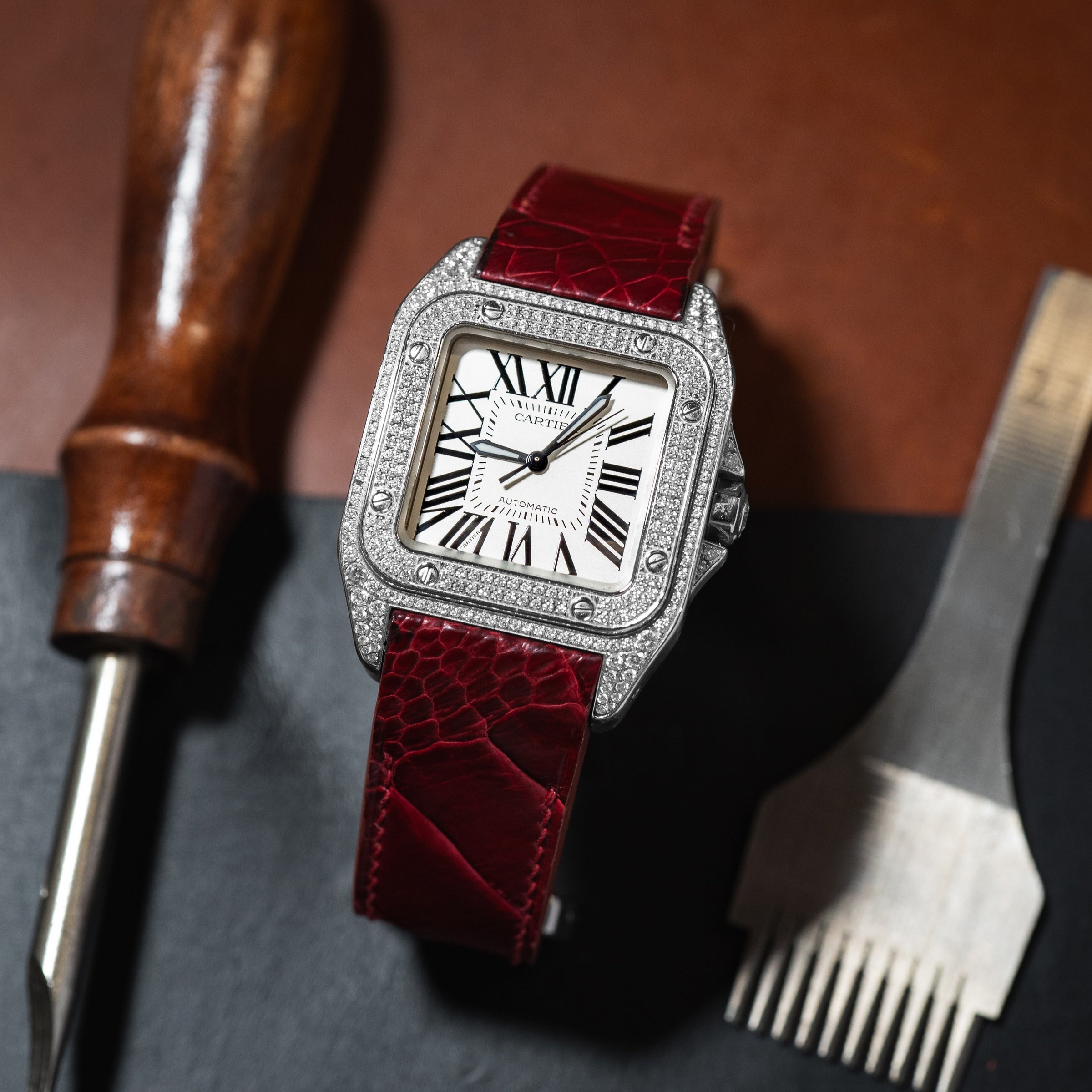 Custom Watch Strap for Cartier Santos 100 - Nomad Watch Works MY