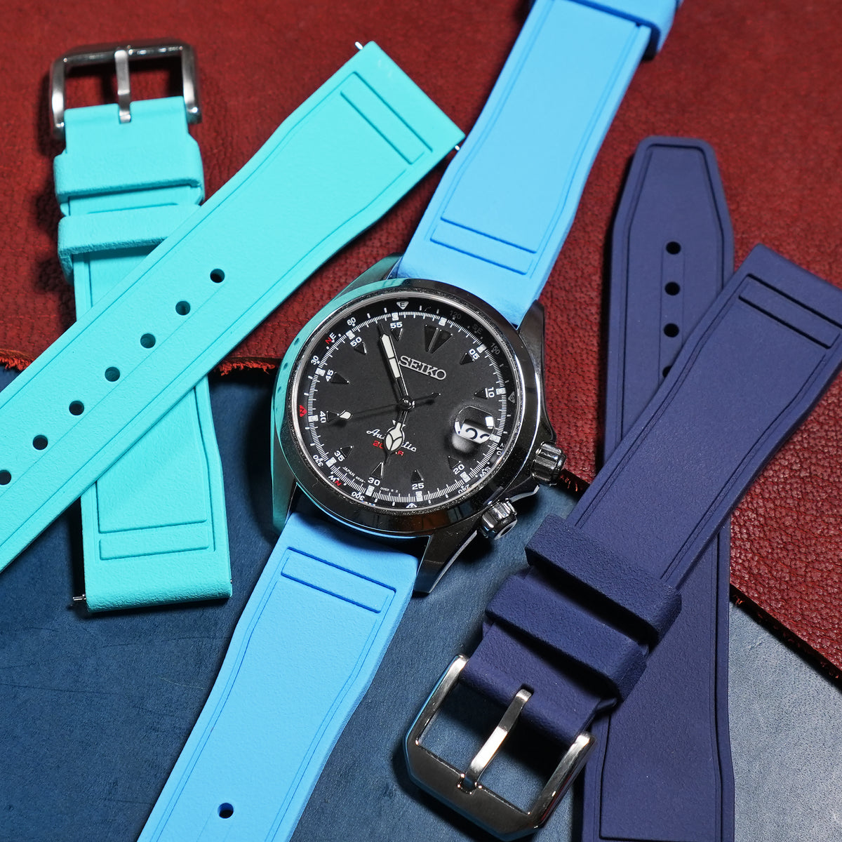 Pilot FKM Rubber Strap in Blue - Nomad Watch Works MY