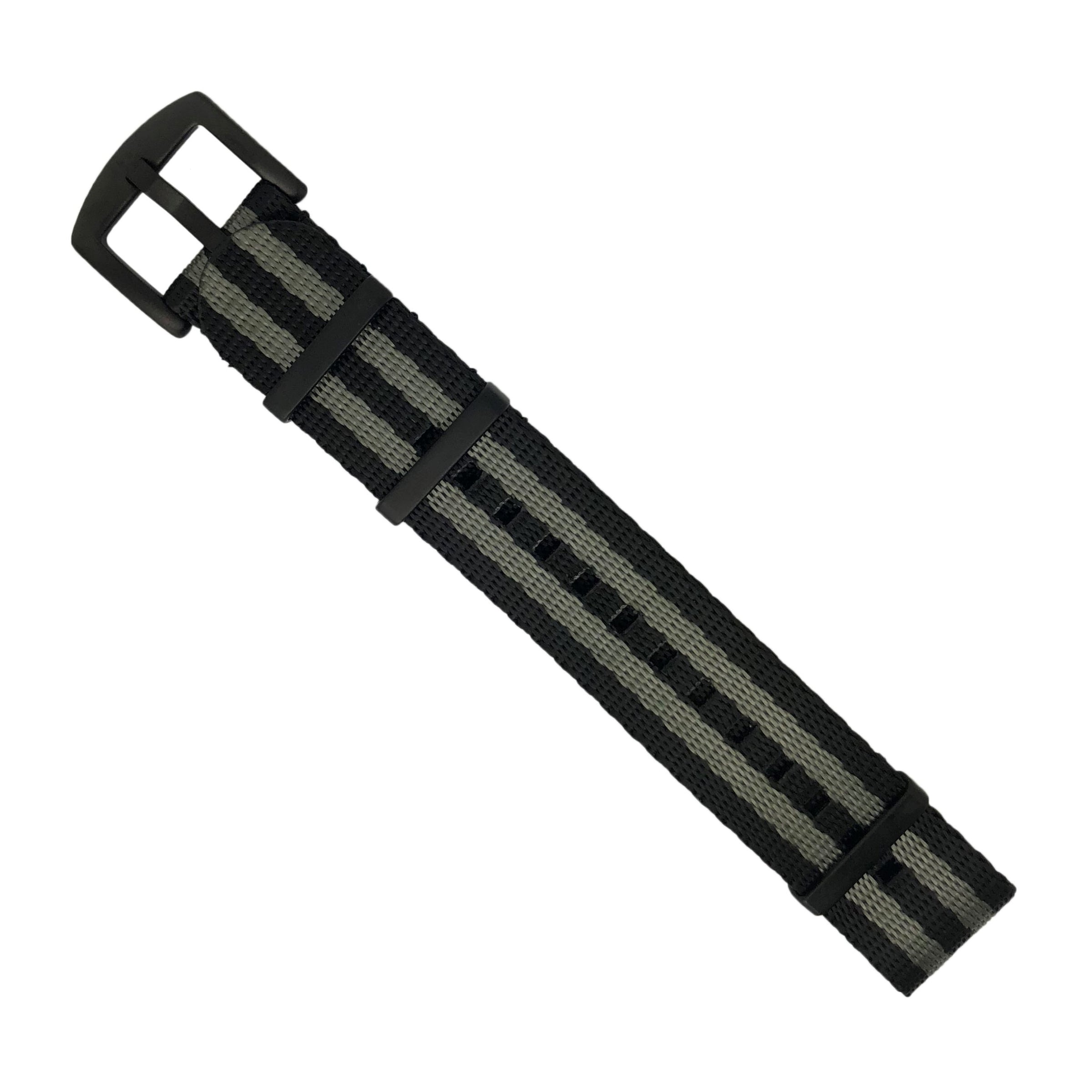 Seat Belt Nato Strap in Black Grey (James Bond) - Nomad Watch Works MY