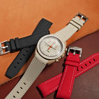Retro Curved End Rubber Strap for Omega x Swatch Moonswatch in Ash - Nomad Watch Works MY