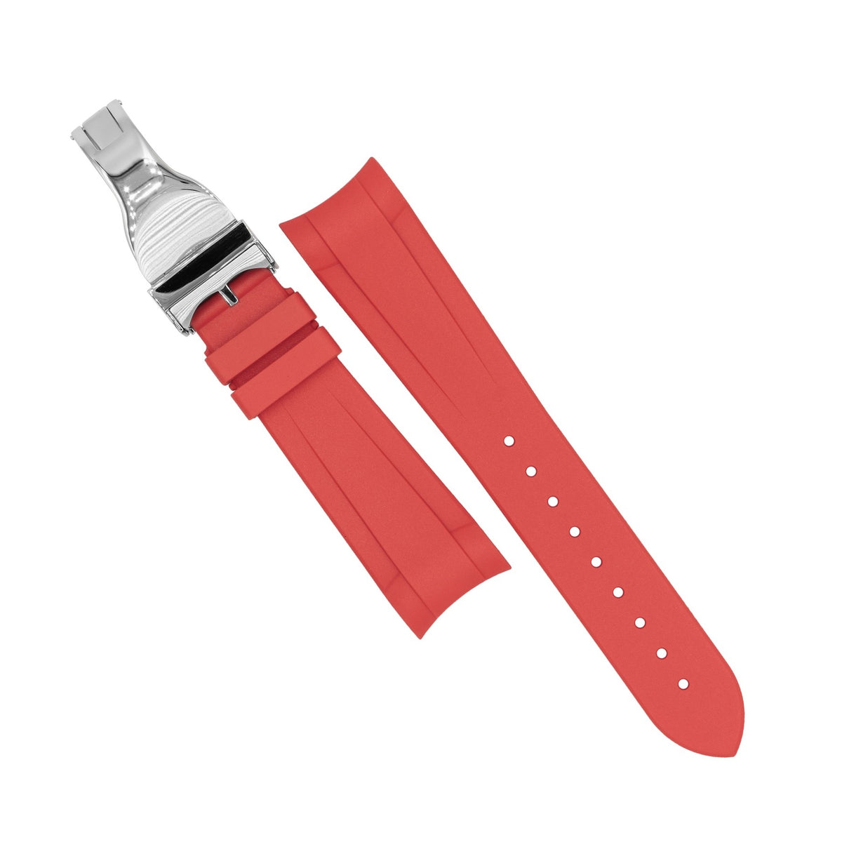 Curved End Rubber Strap for Tudor Black Bay 41/GMT/Chrono in Red (22mm) - Nomad Watch Works MY