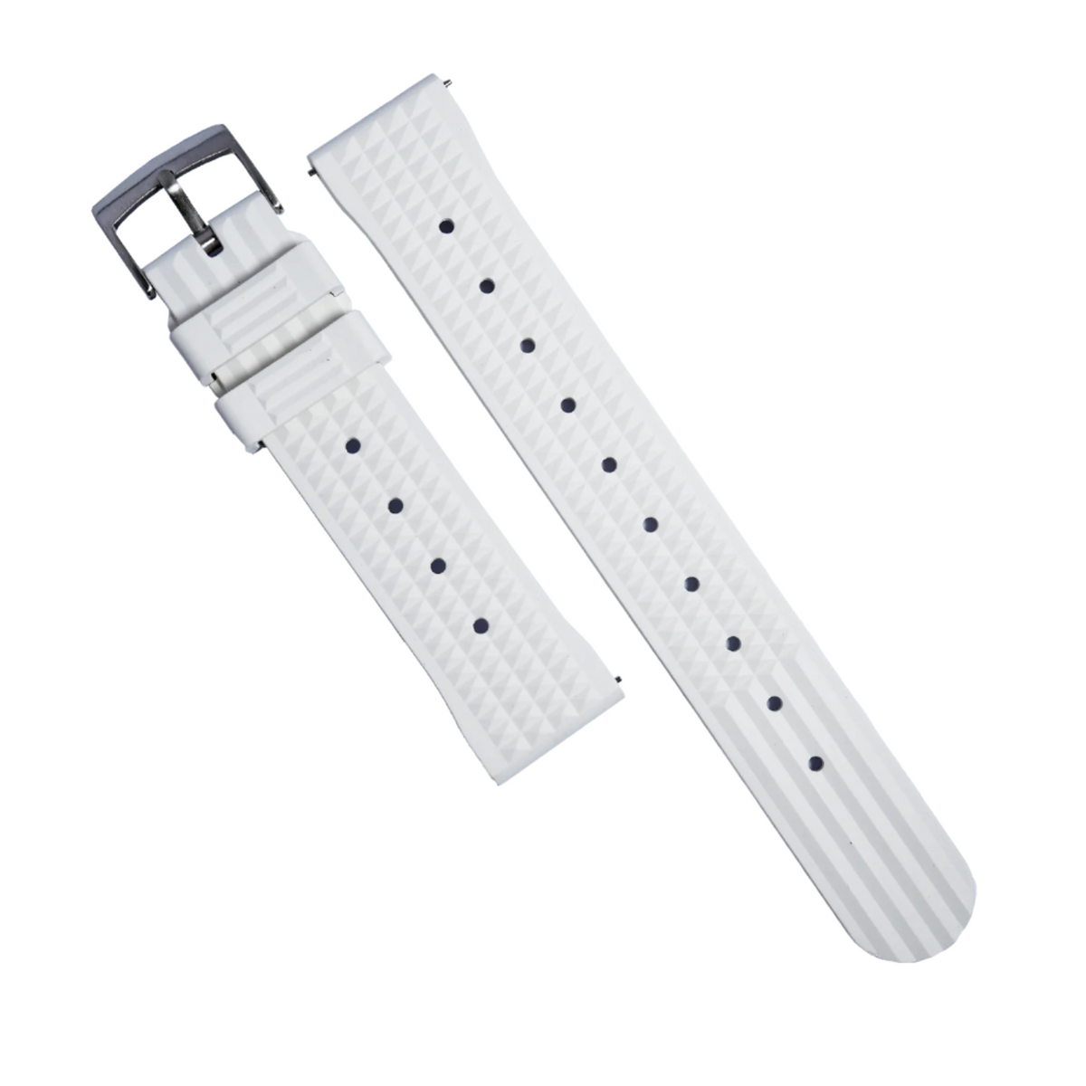 Waffle FKM Rubber Strap in White - Nomad Watch Works MY