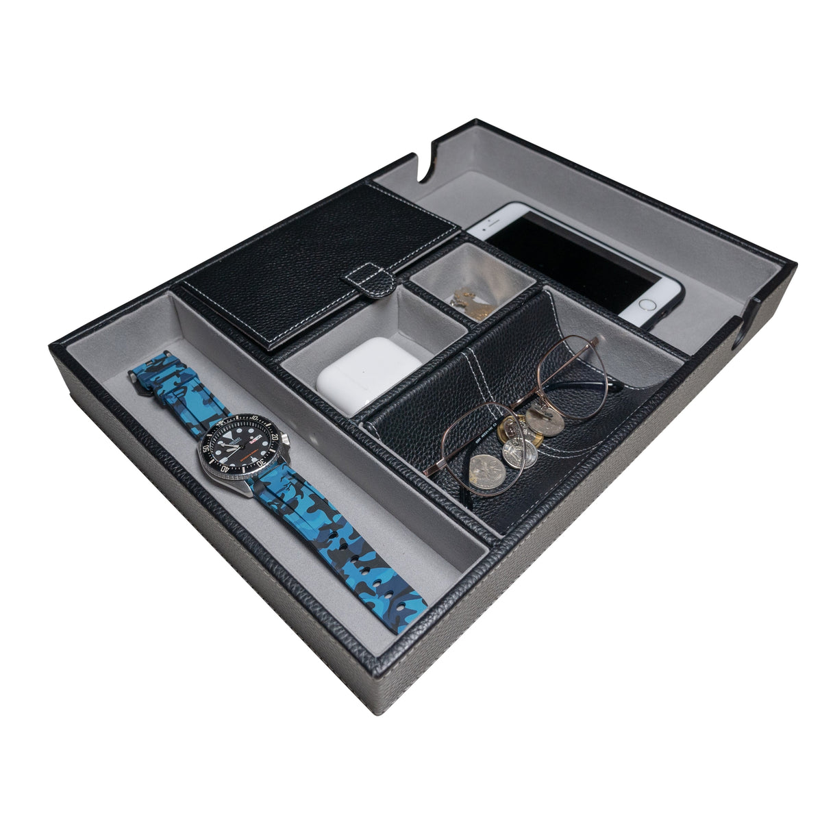 Leather Valet Tray in Black - Nomad Watch Works Malaysia