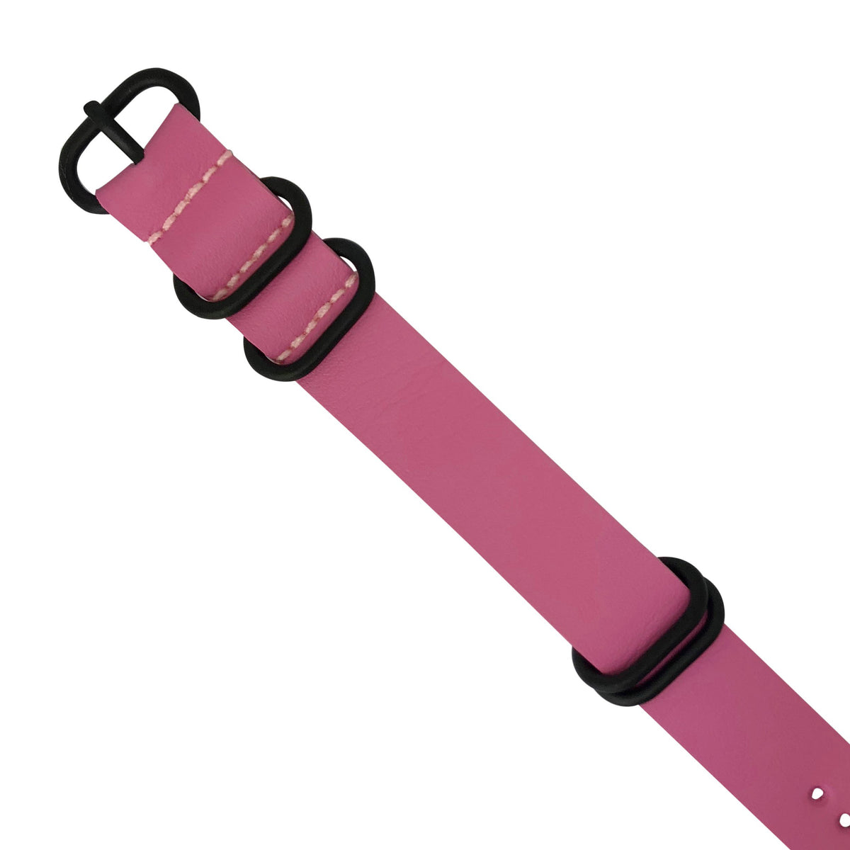 PU Leather Zulu Strap in Pink with Black Buckle (20mm) - Nomad Watch Works Malaysia