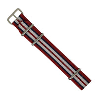 Premium Nato Strap in Red Navy White with Polished Silver Buckle (20mm) - Nomad Watch Works Malaysia