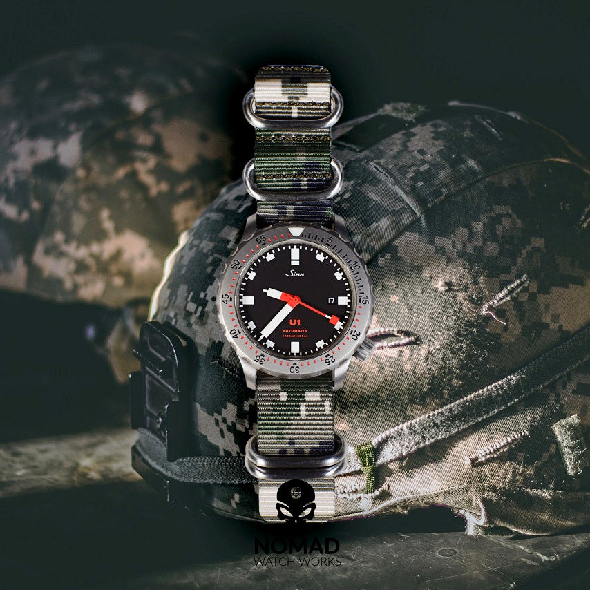 Heavy Duty Zulu Strap in Digital Camo with Silver Buckle (20mm) - Nomad Watch Works Malaysia