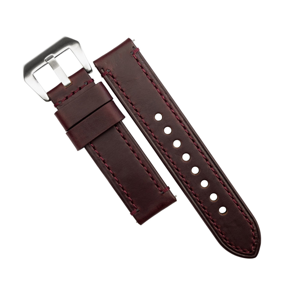 N2W Ammo Horween Leather Strap in Chromexcel® Burgundy (20mm) - Nomad Watch Works MY