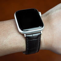 Apple Watch Genuine Croc Pattern Leather Watch Strap in Black w/ Butterfly Clasp (38 & 40mm) - Nomad Watch Works Malaysia