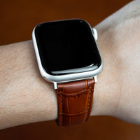 Apple Watch Genuine Croc Pattern Leather Watch Strap in Tan w/ Butterfly Clasp (38 & 40mm) - Nomad Watch Works Malaysia