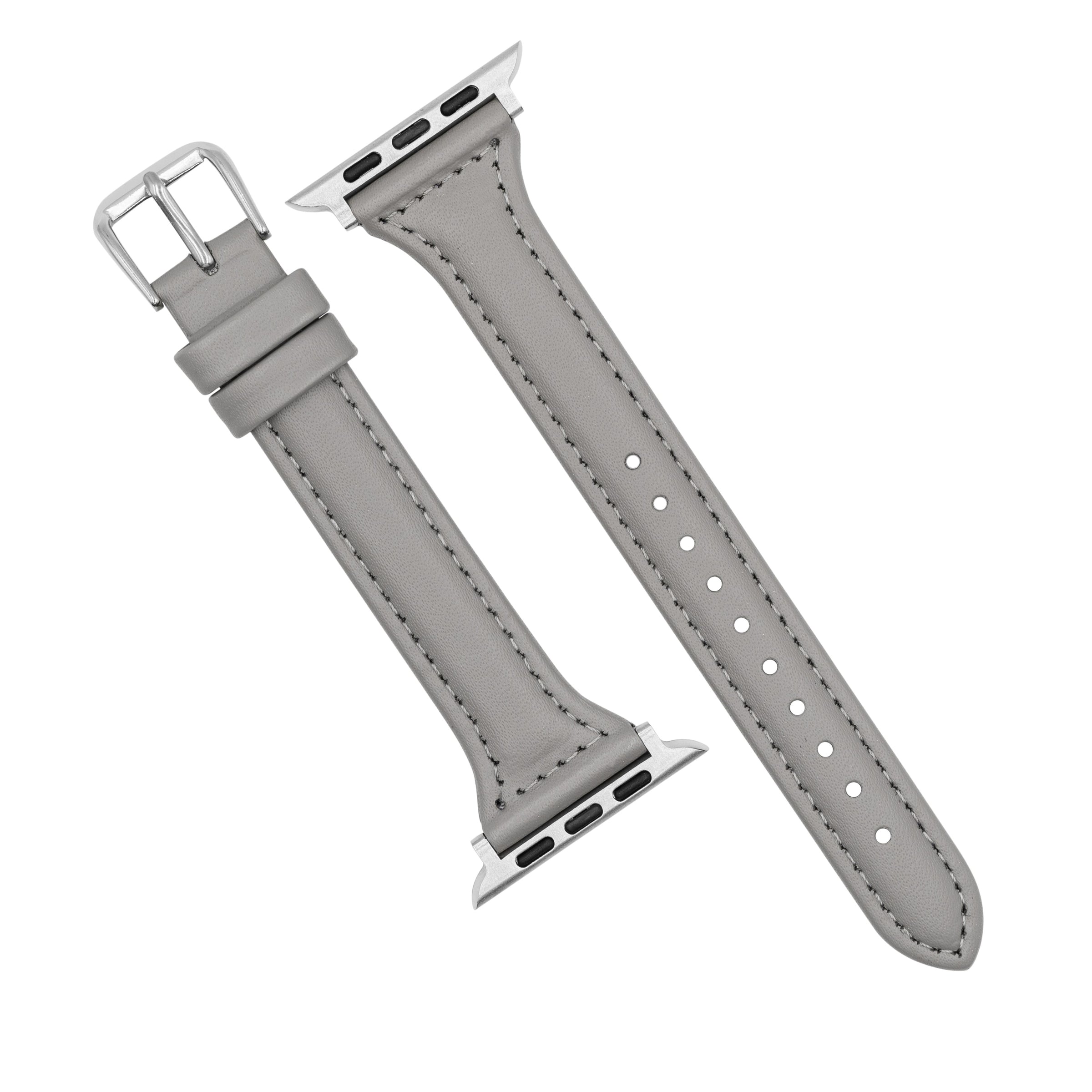 Apple Watch Slim Leather Strap in Grey (38, 40,41mm) - Nomad Watch Works MY