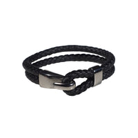 Oxford Leather Bracelet in Black (Size M) - Nomad Watch Works Malaysia
