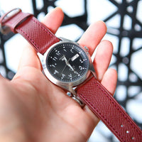 Emery Dress Epsom Leather Strap in Burgundy (20mm) - Nomad Watch Works Malaysia