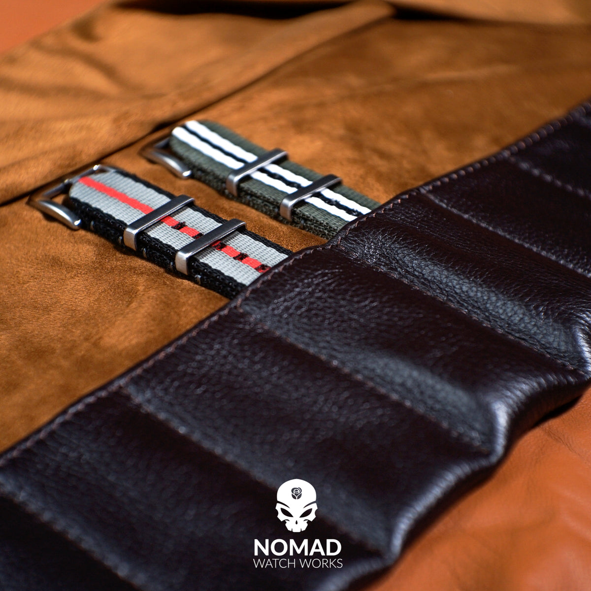 Leather Strap Roll in Brown (10 Slots) - Nomad Watch Works Malaysia