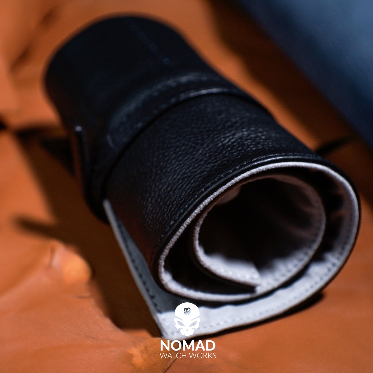 Leather Watch Roll in Black (6 Watch Slots) - Nomad Watch Works Malaysia