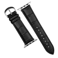 Apple Watch Genuine Croc Pattern Stitched Leather Strap in Black (38 & 40mm) - Nomad Watch Works MY