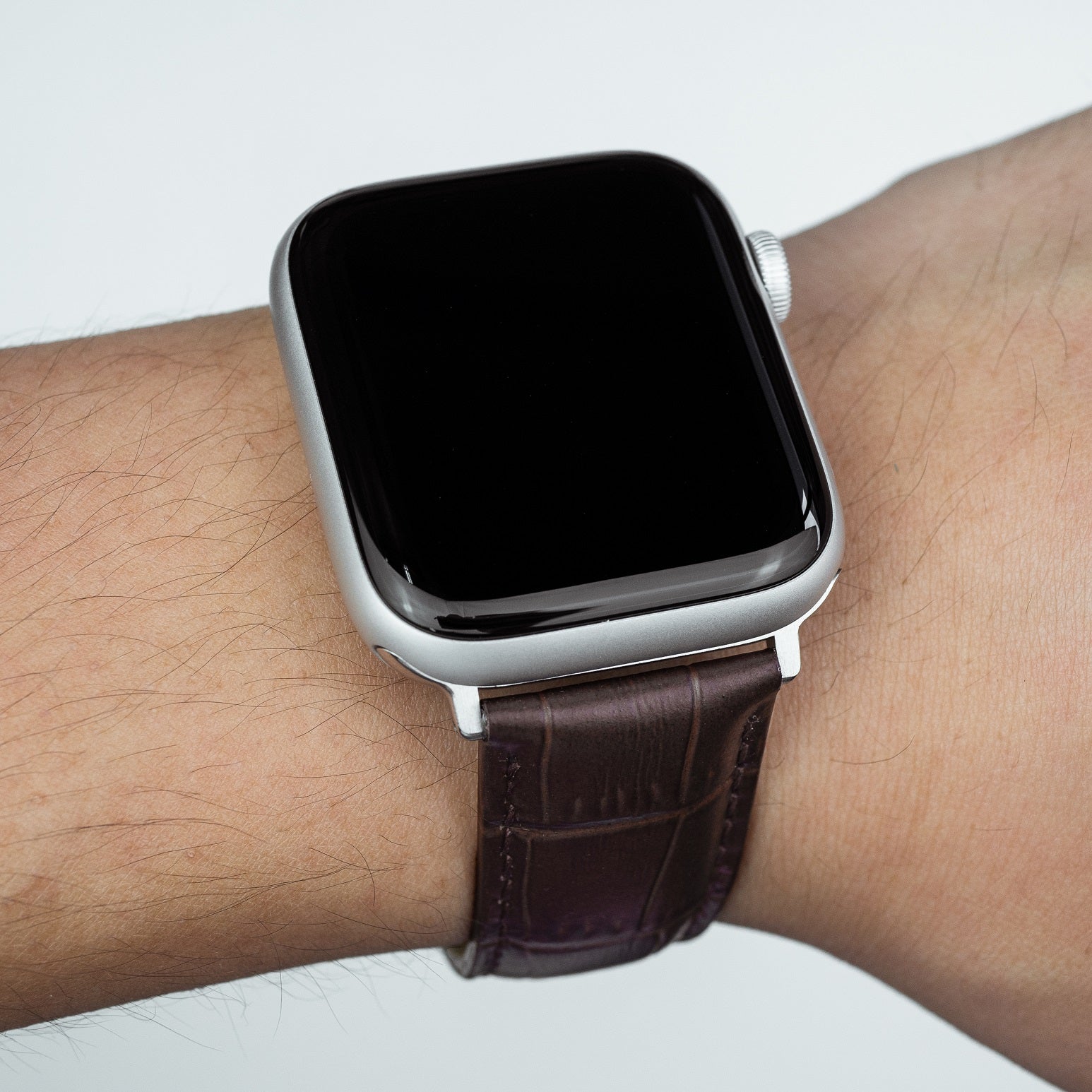 Apple Watch Genuine Croc Pattern Stitched Leather Strap in Brown (38 & 40mm) - Nomad Watch Works MY