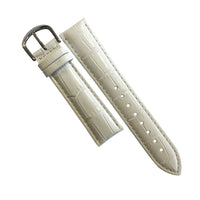 Genuine Croc Pattern Stitched Leather Watch Strap in White with Silver Buckle (12mm) - Nomad Watch Works Malaysia