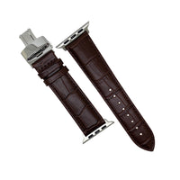 Apple Watch Genuine Croc Pattern Leather Watch Strap in Brown w/ Butterfly Clasp (38 & 40mm) - Nomad Watch Works Malaysia