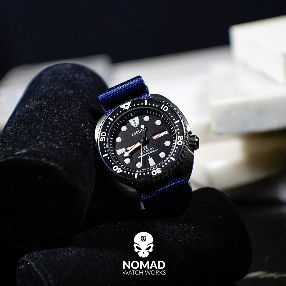 Seat Belt Nato Strap in Navy with Brushed Silver Buckle (20mm) - Nomad Watch Works Malaysia