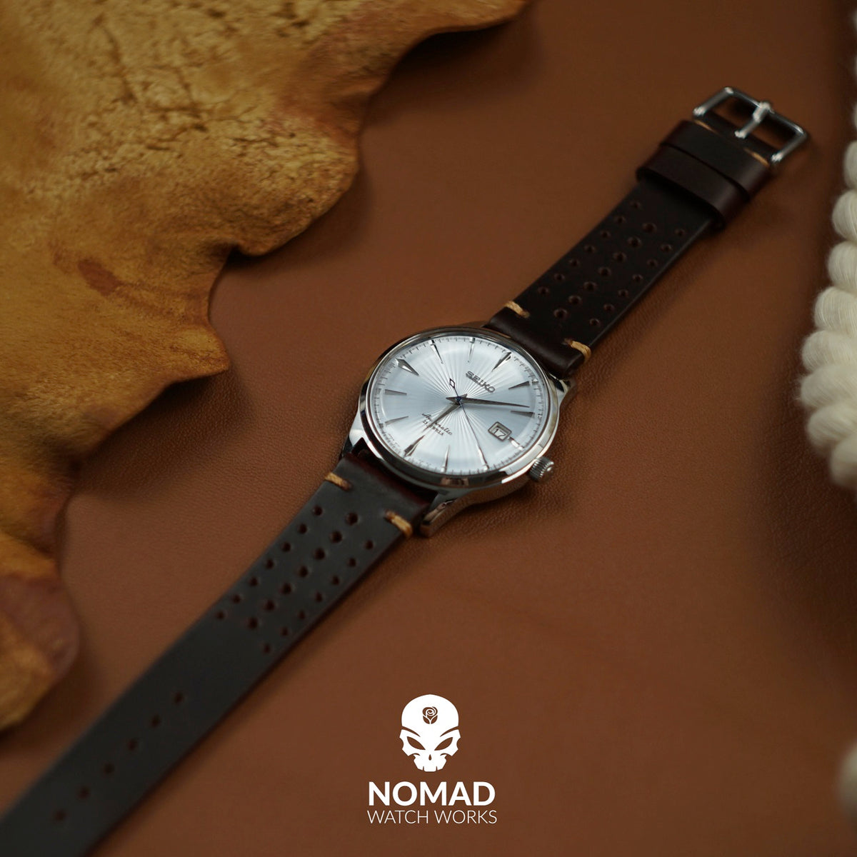 Premium Rally Leather Watch Strap in Brown (18mm) - Nomad Watch Works Malaysia