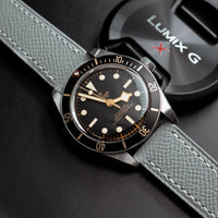 Emery Dress Epsom Leather Strap in Grey w/ White Stitching (19mm) - Nomad Watch Works MY