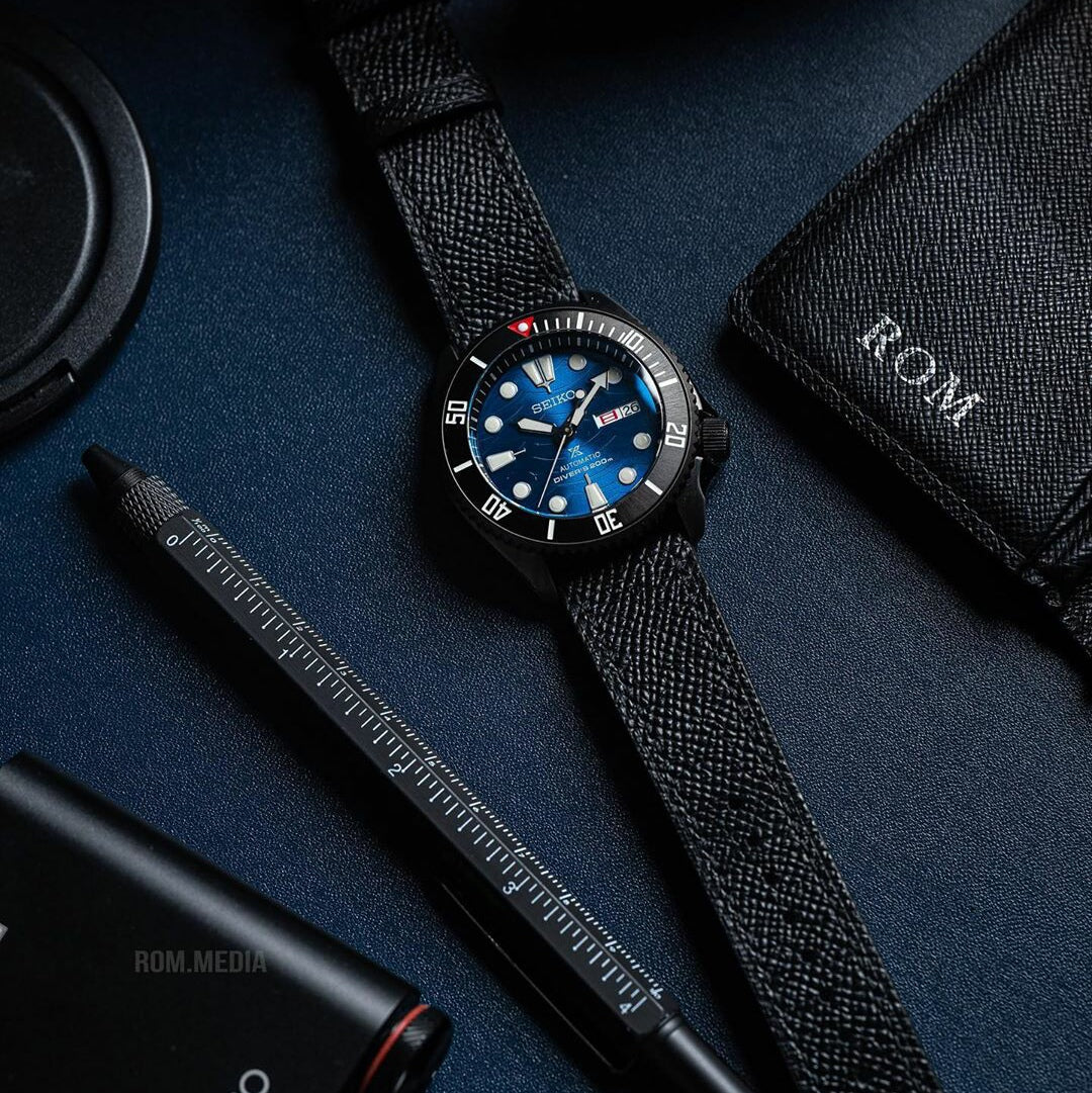 Emery Dress Epsom Leather Strap in Black (19mm) - Nomad Watch Works Malaysia