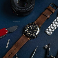 N2W Vintage Horween Leather Strap in Chromexcel® Brown (18mm) - Nomad Watch Works Malaysia