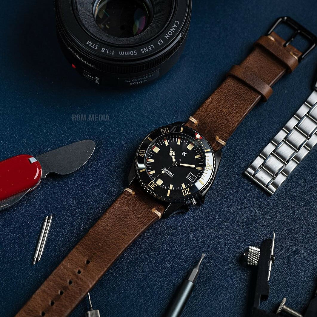 N2W Vintage Horween Leather Strap in Chromexcel® Brown (18mm) - Nomad Watch Works Malaysia