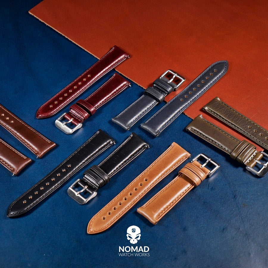 N2W Classic Horween Leather Strap in Chromexcel® Black (18mm) - Nomad Watch Works Malaysia