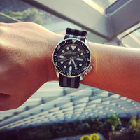 Premium Nato Strap in Black Grey (James Bond) with Polished Silver Buckle (18mm) - Nomad Watch Works Malaysia