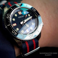 Premium Nato Strap in Blue Double Red with Polished Silver Buckle (22mm) - Nomad Watch Works Malaysia