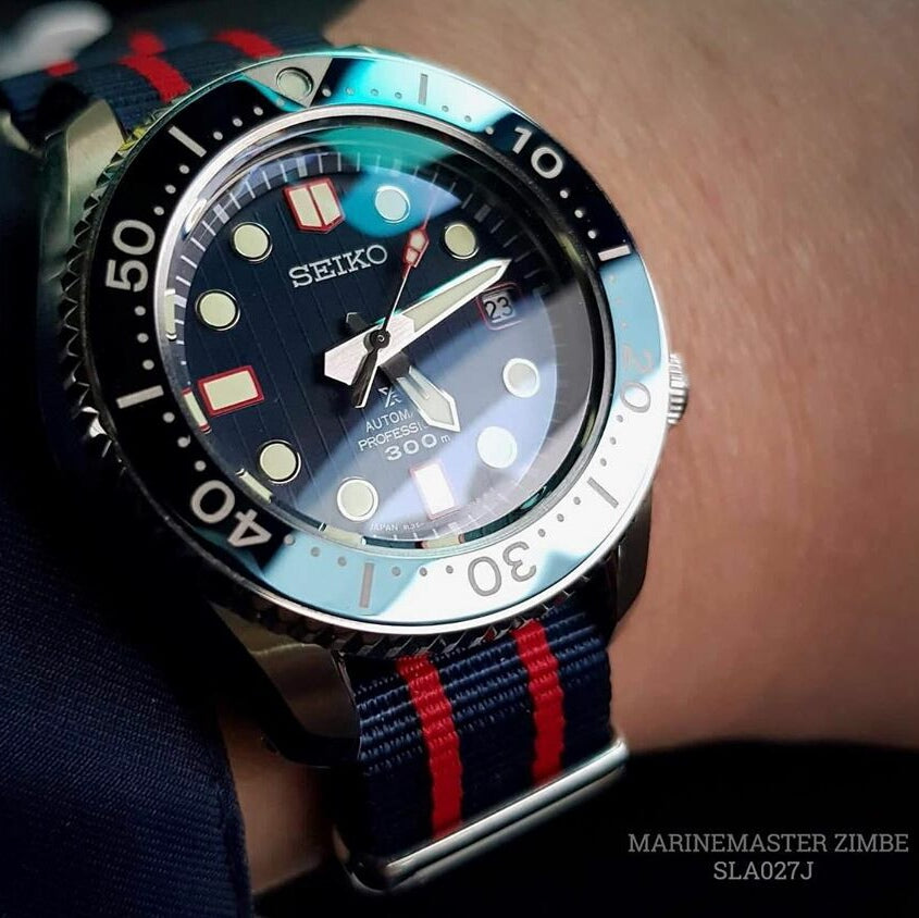 Premium Nato Strap in Blue Double Red with Polished Silver Buckle (22mm) - Nomad Watch Works Malaysia