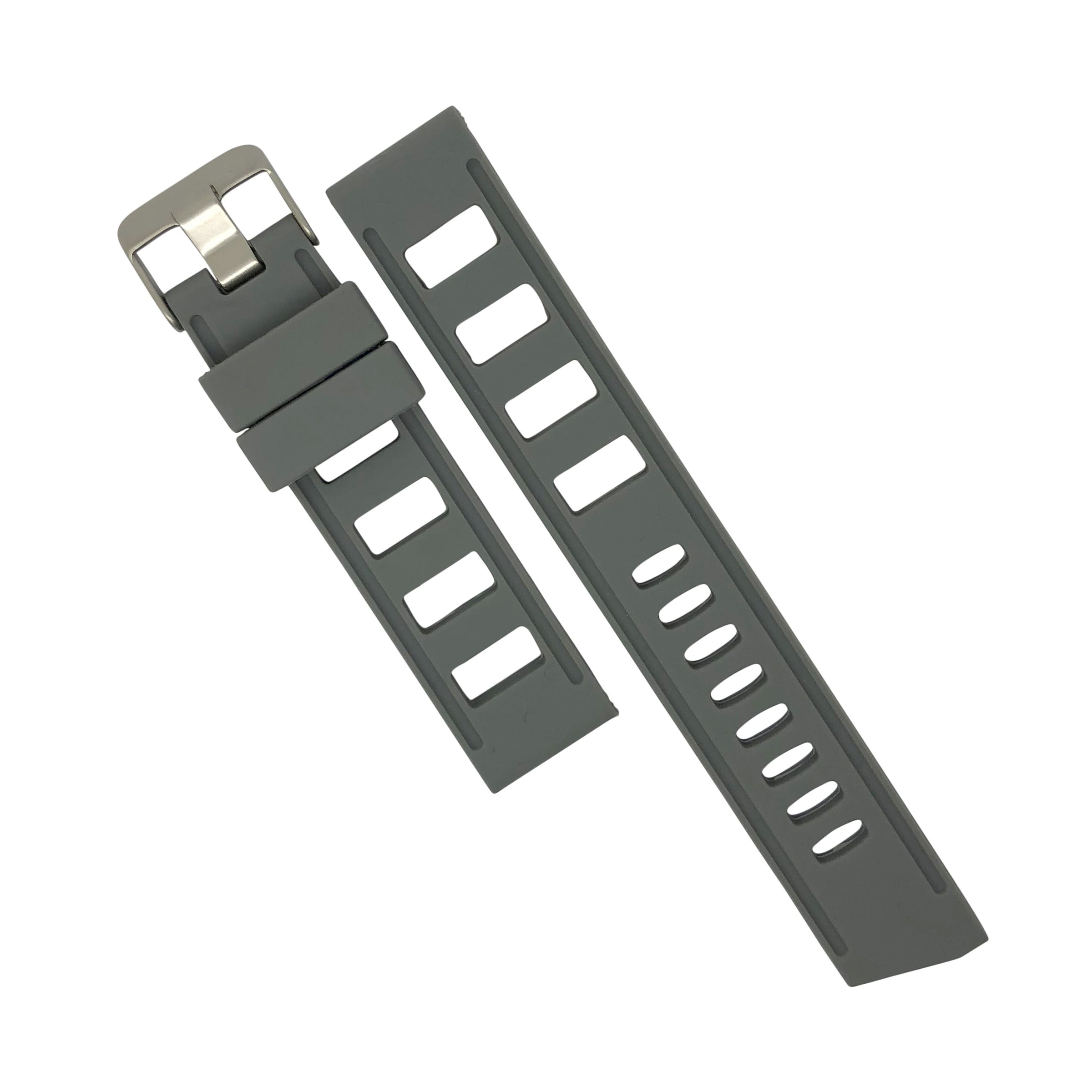 Iso Rubber Strap in Grey with Silver Buckle (20mm) - Nomad Watch Works Malaysia