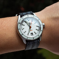 Lux Single Pass Strap in Black Grey with Silver Buckle (20mm) - Nomad Watch Works Malaysia