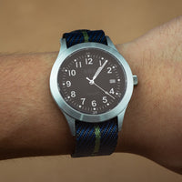 Lux Single Pass Strap in Navy Green with Silver Buckle (20mm) - Nomad Watch Works Malaysia