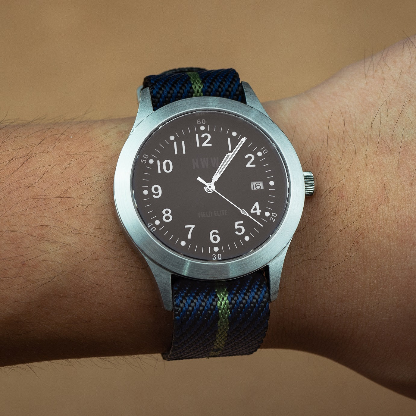 Lux Single Pass Strap in Navy Green with Silver Buckle (20mm) - Nomad Watch Works Malaysia